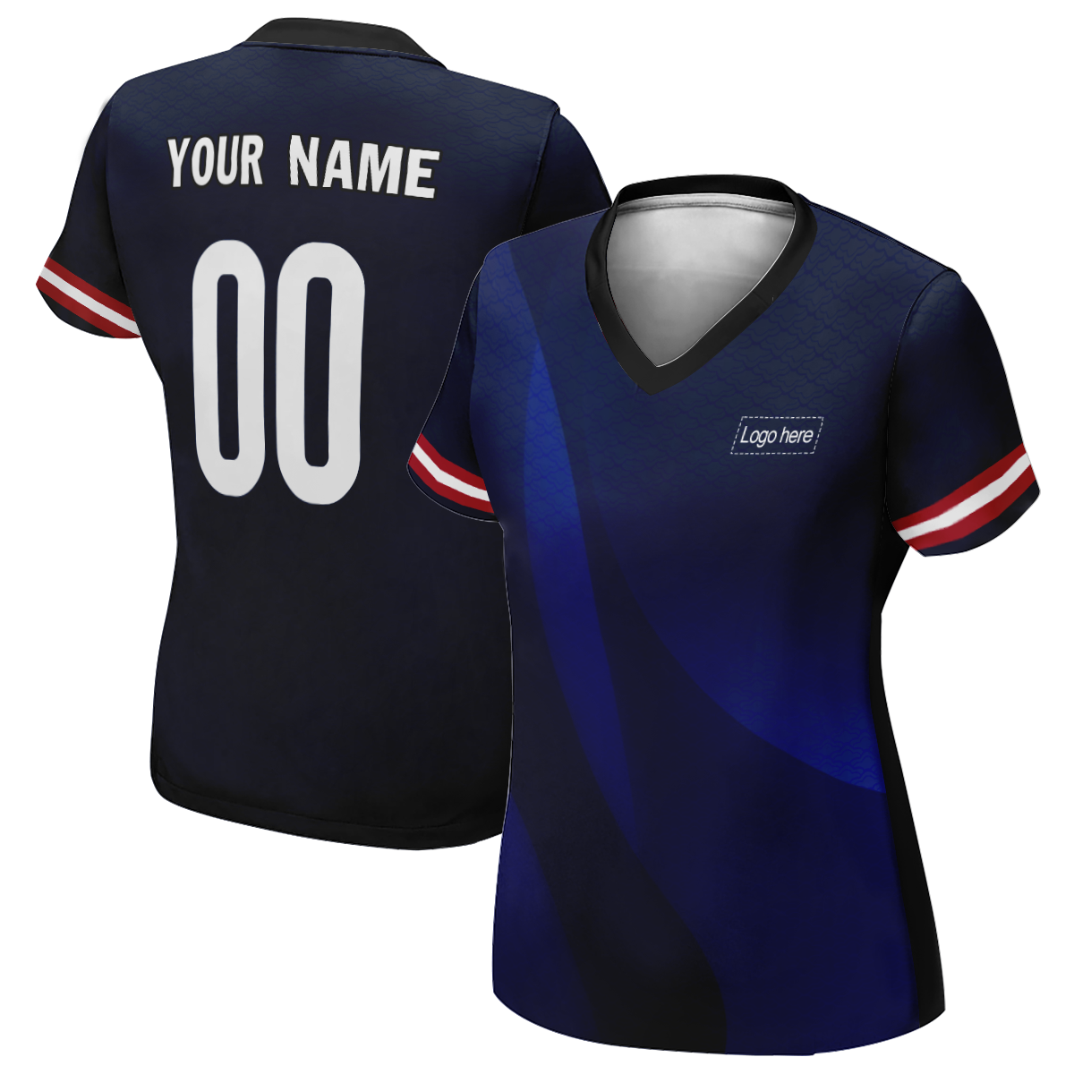 Camisa de futebol feminina folgada personalizada para a Copa do Mundo dos EUA com nome